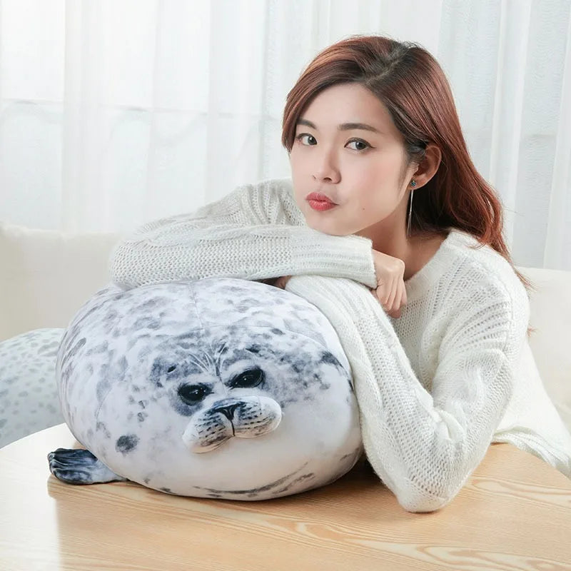 Angry Blob Seal Plush Pillow – Cute 3D Chubby Sea Lion Stuffed Toy