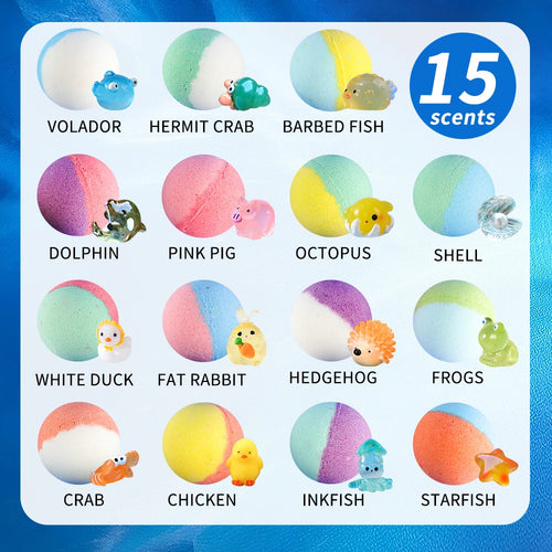 15-Pack Kids Surprise Bath Bombs Gift Set