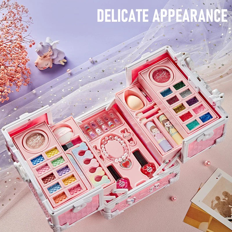Kids Makeup Kit for Little Girls – 49-Piece Washable Makeup Set with Cosmetic Case