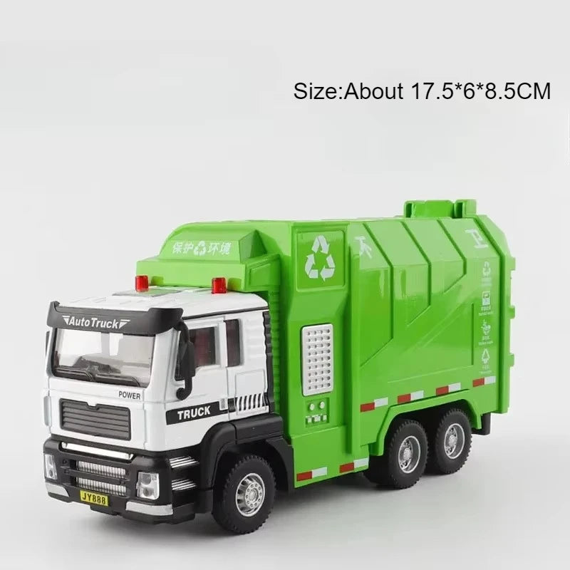 1:50 Electric Garbage Truck Model – Alloy Diecast Engineering Vehicle with Light & Sound