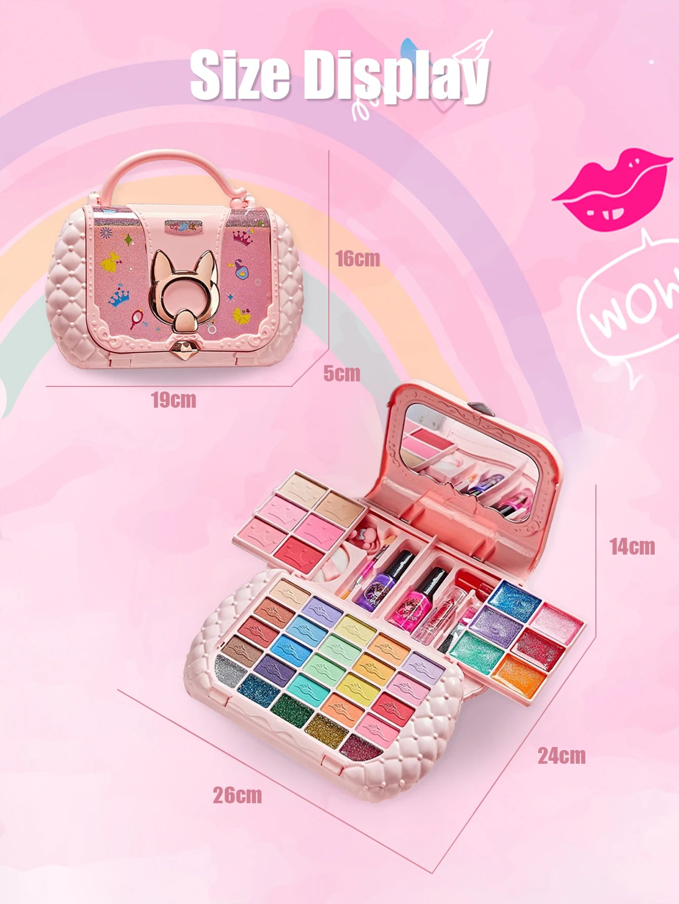 Children's Cosmetics Set with Mirror – Real Washable Beauty Toys for Girls
