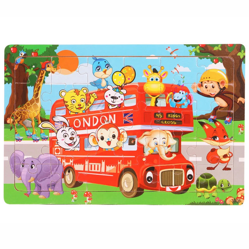 Cartoon Animal & Vehicle Puzzle