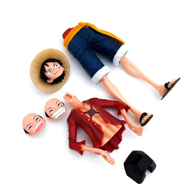 28cm One Piece Anime Figure – Smiley Luffy with Three Face-Changing Expressions
