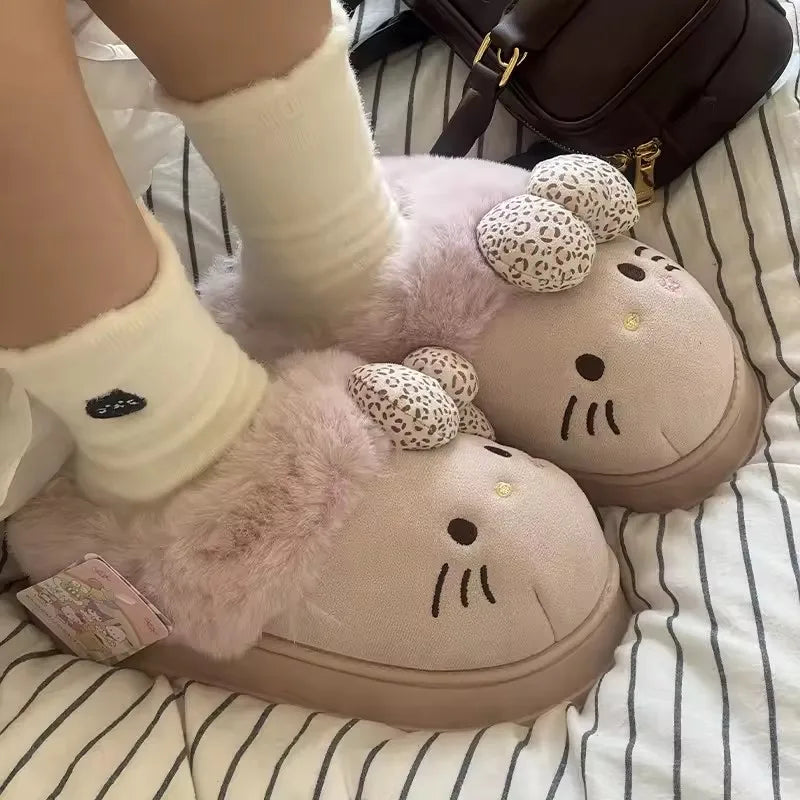 Cozy Hello Kitty Plush Home Slippers