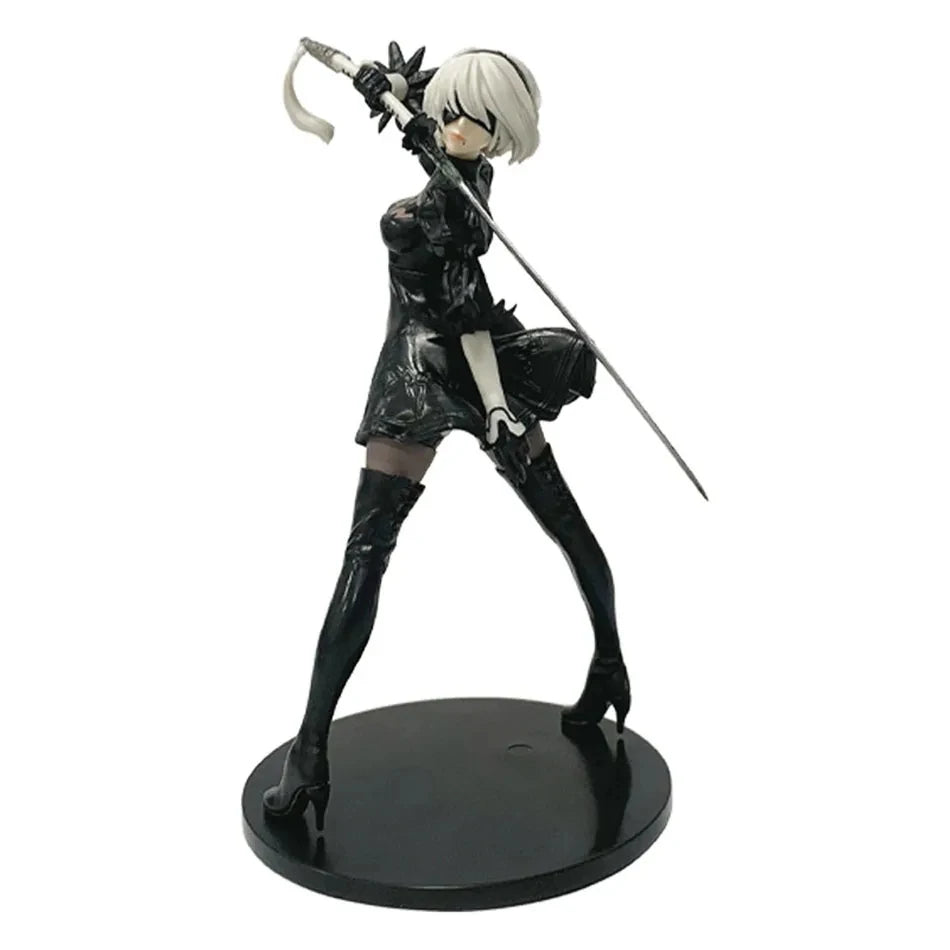 18CM Yorha 2B Anime Figure – Black & White PVC Collectible Model