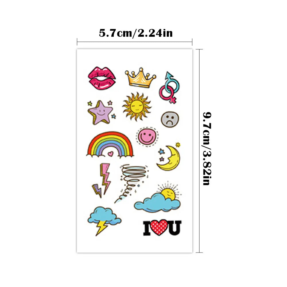 Colorful Mini Temporary Tattoo Stickers (30Pc)