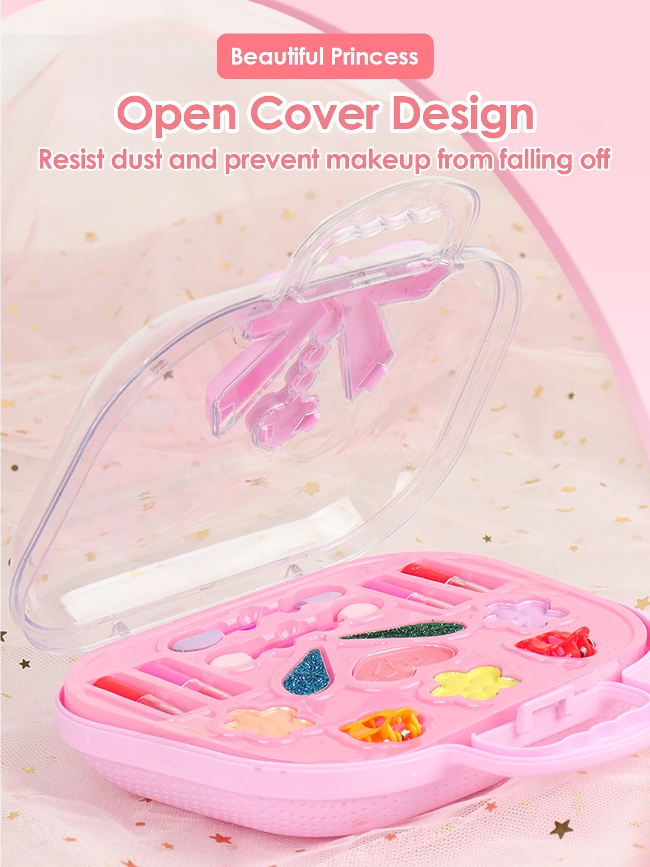 Princess Make Up Box – Washable Pretend Play Cosmetics Handbag Toy for Kids