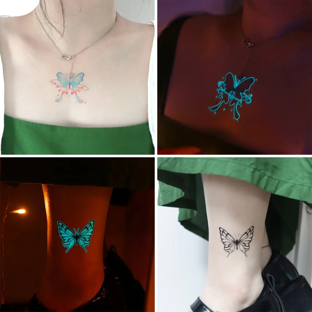 Luminous Butterfly Temporary Tattoo Stickers (12 Sheets)
