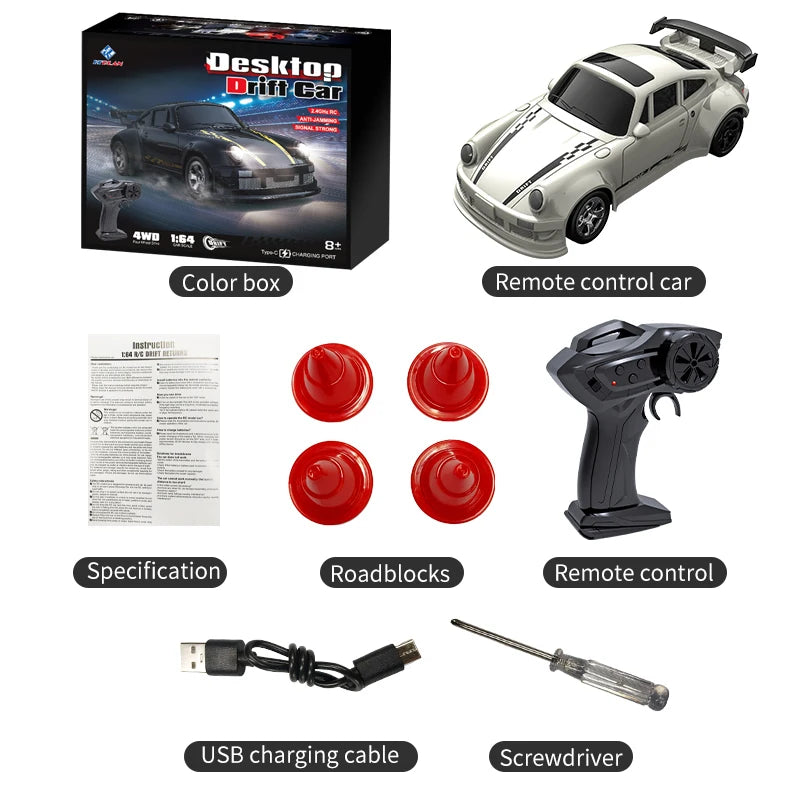 2026 KF20 1:64 Drift RC Car – Mini Four-Wheel Remote-Controlled Racing Car