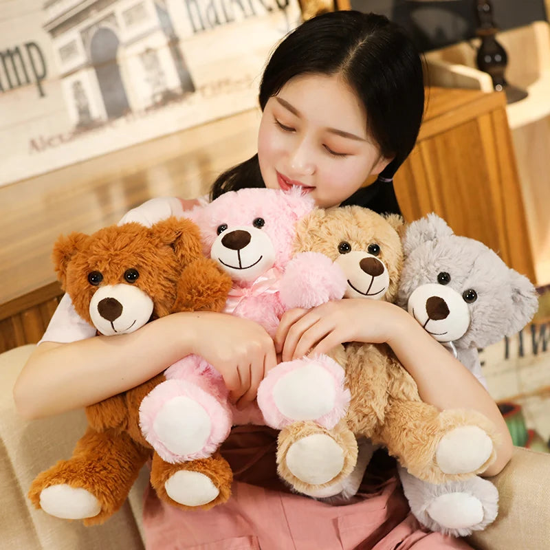 Colorful Bow Tie Teddy Bear Plush – 35cm Soft Hugging Companion