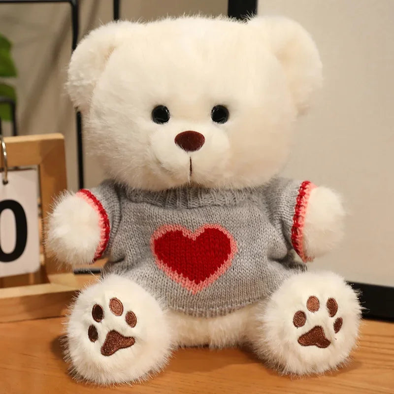 Heart Sweater Teddy Bear Plush – 20cm Adorable Cuddle Companion