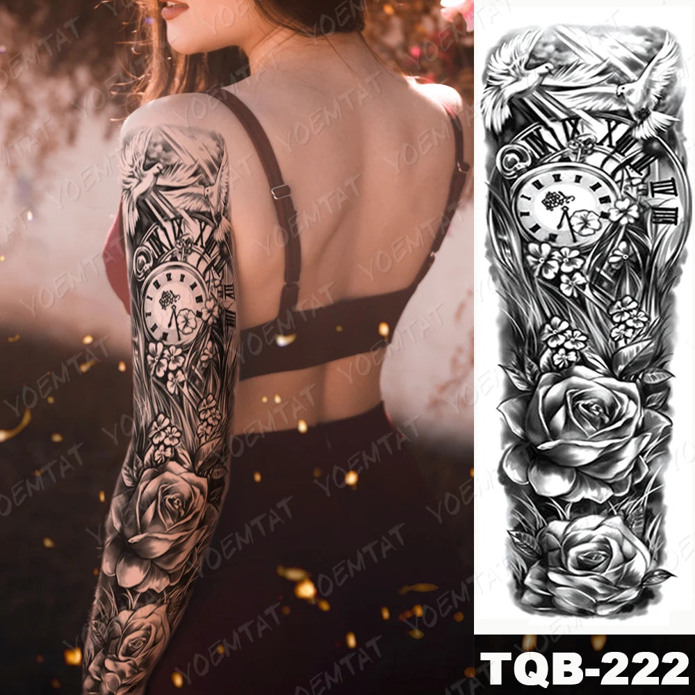Dark Style Full Arm Temporary Tattoo Sticker (1Pc)