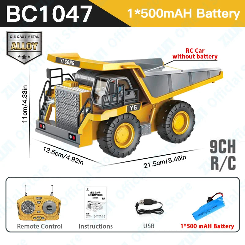 ZWN RC Excavator Dump Truck – 1:24 Remote Control Construction Vehicle