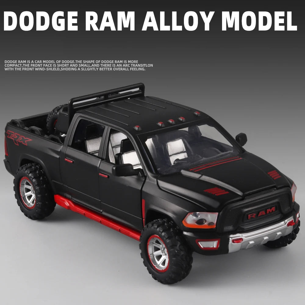 1:32 RAM Pickup Truck Alloy Model – Sound, Light & Pull-Back Action Toy for Kids