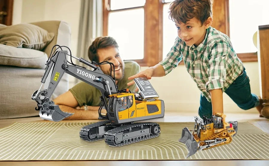 4WD Remote Control Excavator & Dump Truck – Alloy Construction RC Vehicle