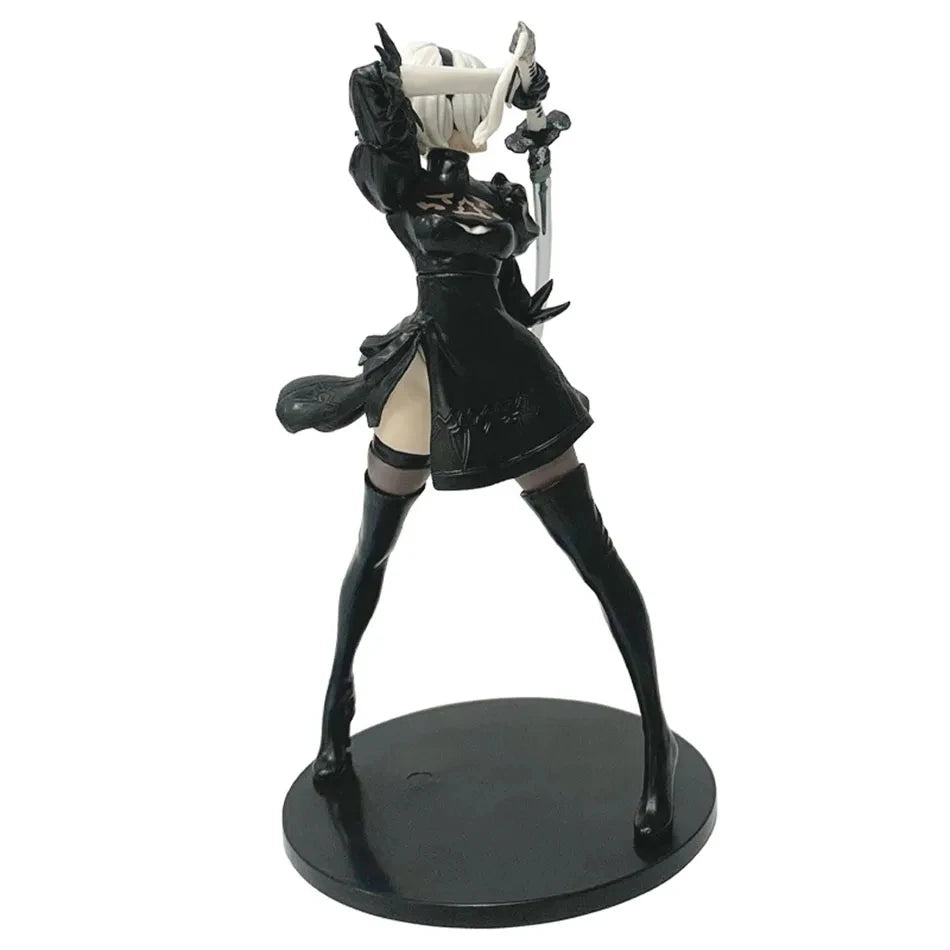 18CM Yorha 2B Anime Figure – Black & White PVC Collectible Model
