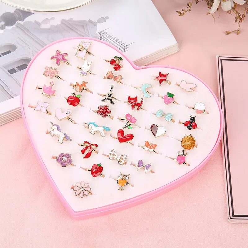 Cute Adjustable Rings for Kids – Pretend Play Jewelry Set