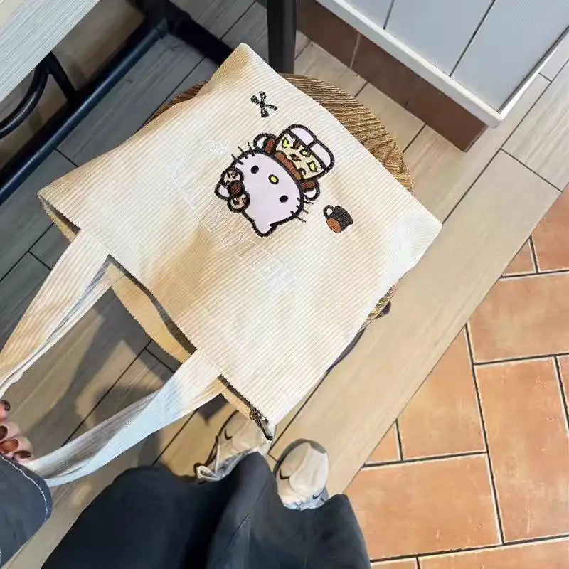 Cute Hello Kitty Corduroy Shoulder Bag
