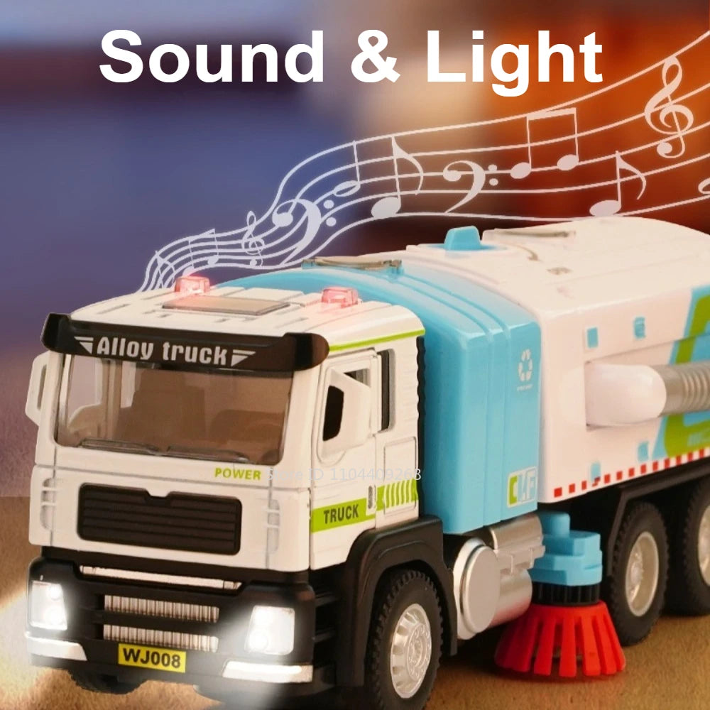 1:50 Electric Garbage Truck Model – Alloy Diecast Engineering Vehicle with Light & Sound