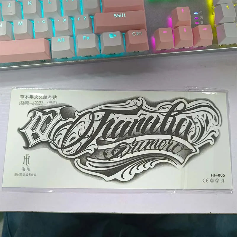 Handwritten Font Temporary Tattoo Sticker (1Pc)