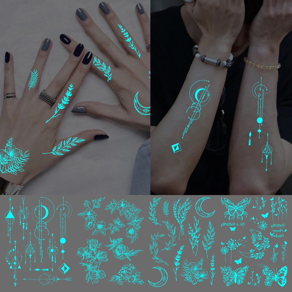 Luminous Geometric Tattoo Stickers (4Pc)
