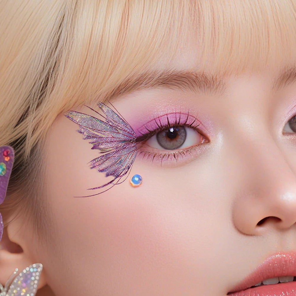 Glitter Eye & Butterfly Wing Temporary Tattoo Sticker (1Pc)