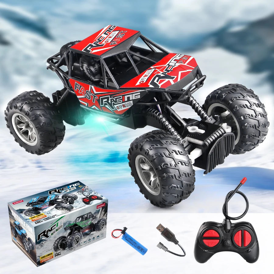 4-Way RC Off-Road Climbing Car – Remote Control Truck with LED Lights