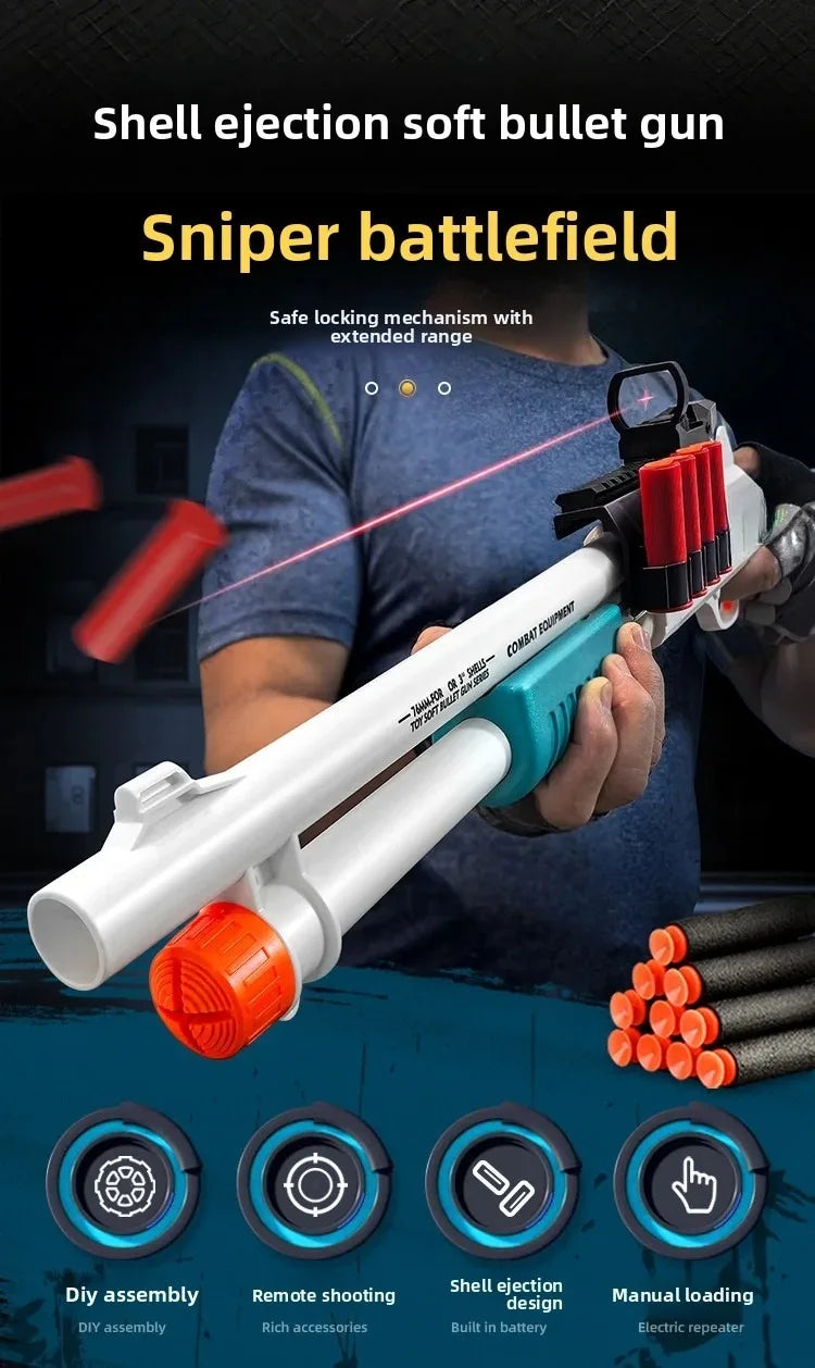 M870 Style Soft Dart Blaster with Shell Ejection – Pump Action Toy