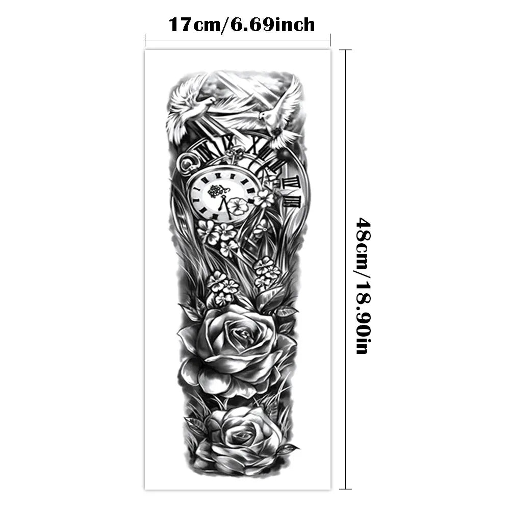 Dark Style Full Arm Temporary Tattoo Sticker (1Pc)