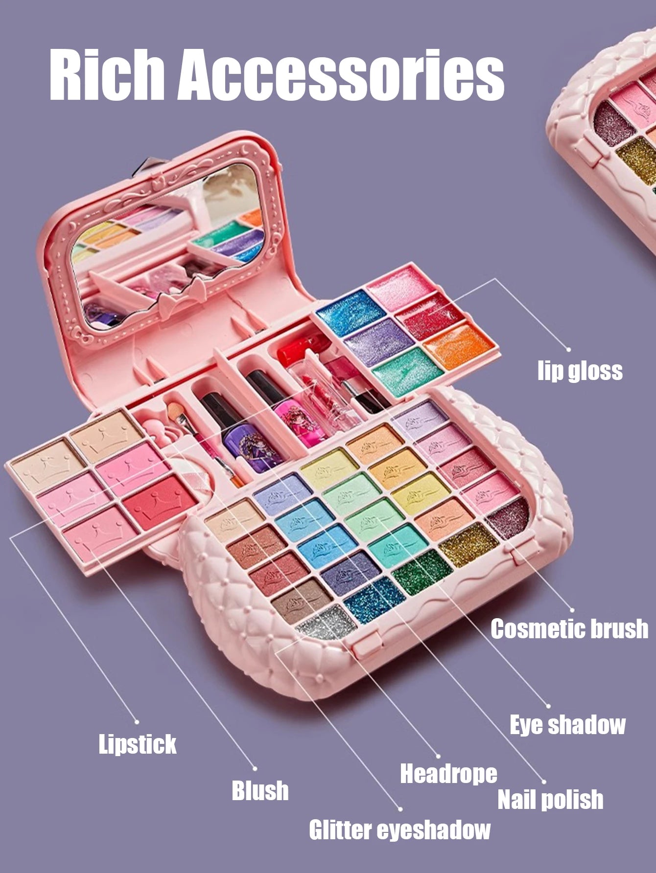 Children's Cosmetics Set with Mirror – Real Washable Beauty Toys for Girls
