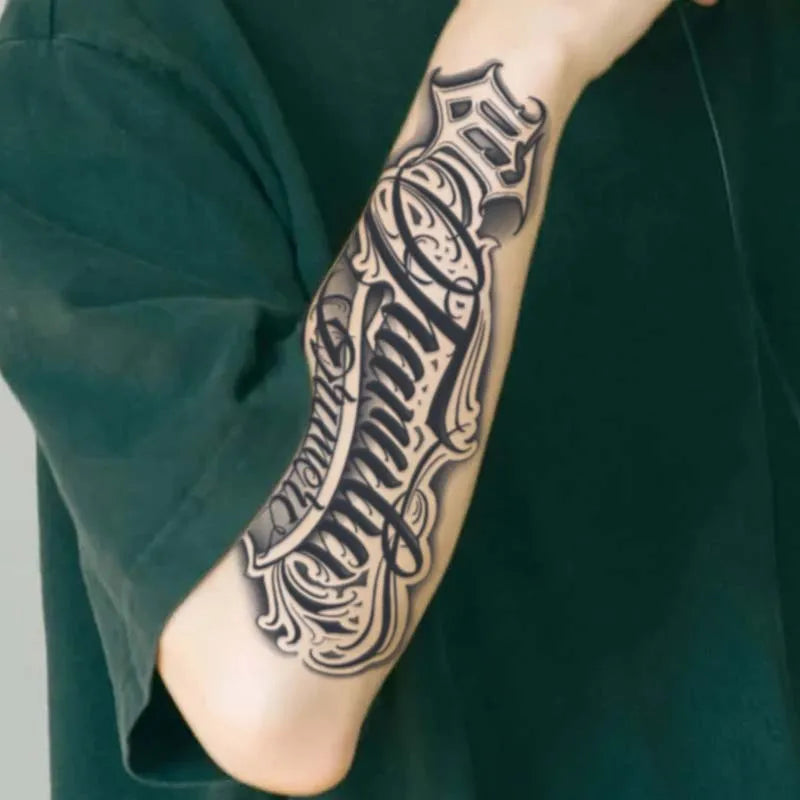 Handwritten Font Temporary Tattoo Sticker (1Pc)
