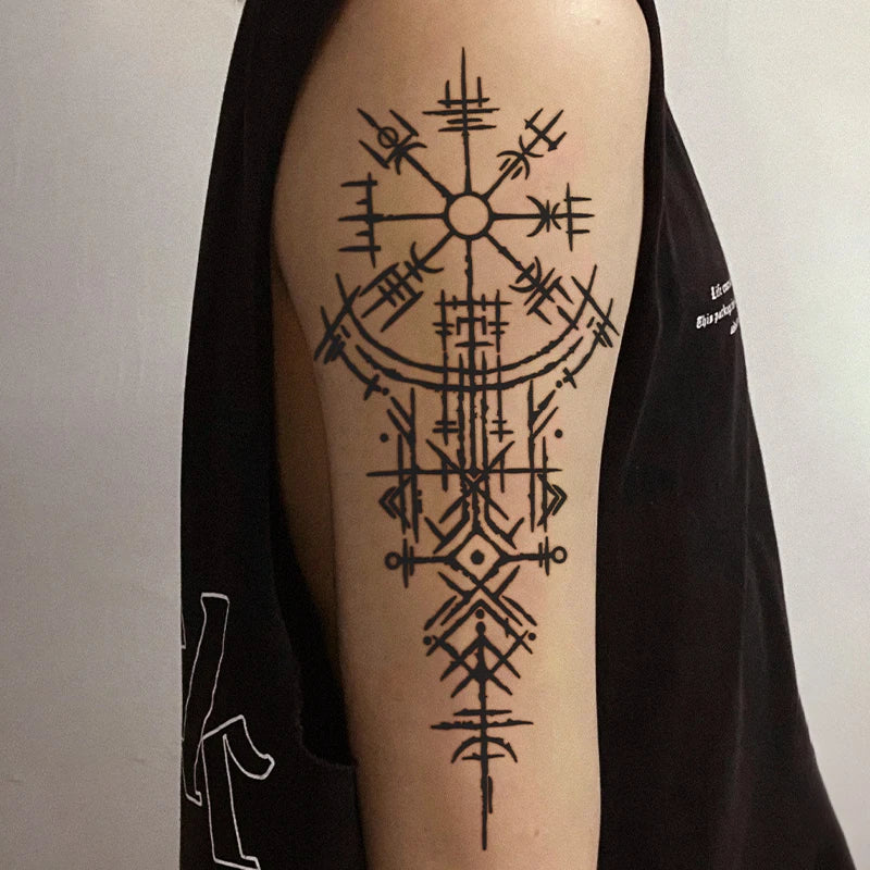 Viking Runes Geometric Temporary Tattoo Sticker (1Pc)