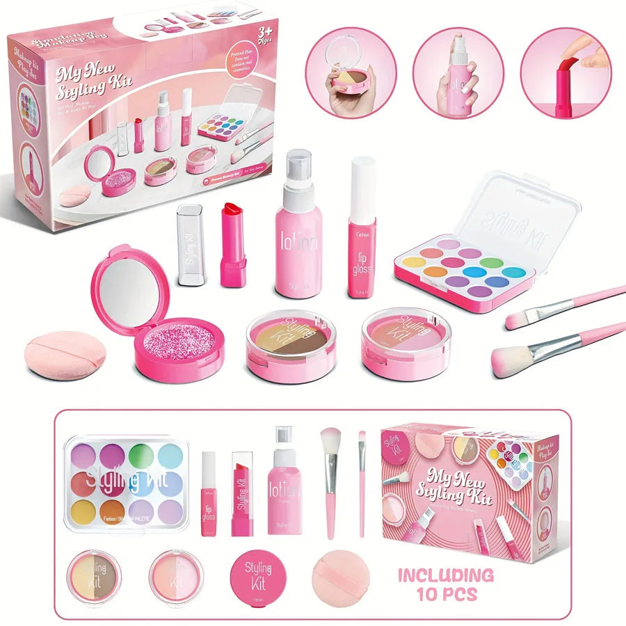 Children's Makeup Toy Set – 10-Piece Simulated Beauty Makeup Box (Non-Toxic & Safe)