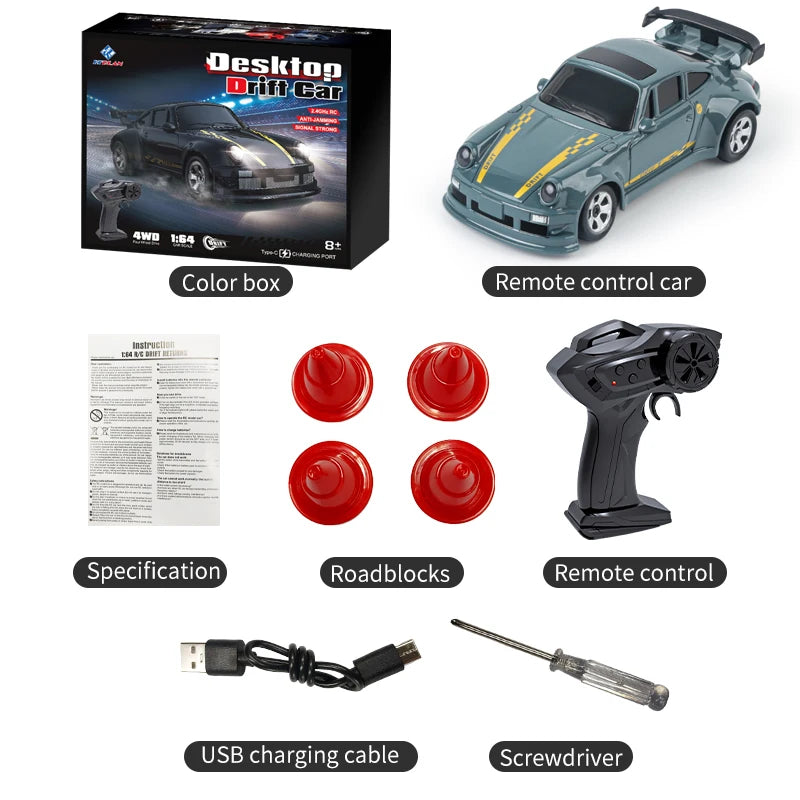 2026 KF20 1:64 Drift RC Car – Mini Four-Wheel Remote-Controlled Racing Car