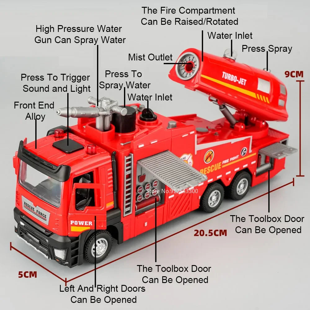 1:32 Fire Truck Model – Water Spray Ladder Truck with Sound & Light