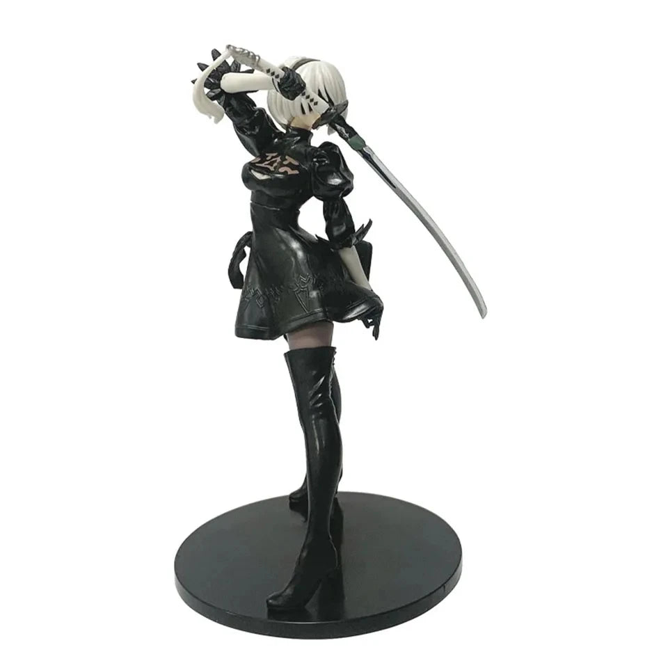 18CM Yorha 2B Anime Figure – Black & White PVC Collectible Model