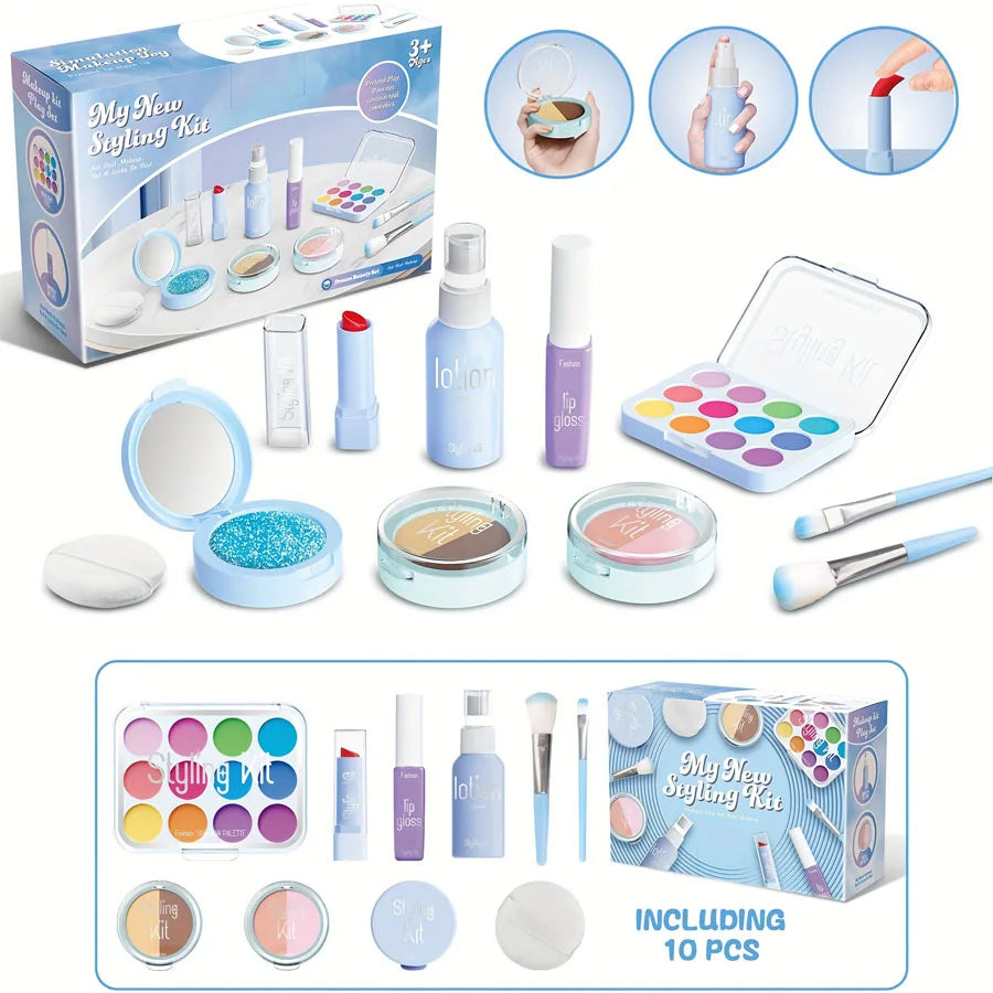 Children's Makeup Toy Set – 10-Piece Simulated Beauty Makeup Box (Non-Toxic & Safe)