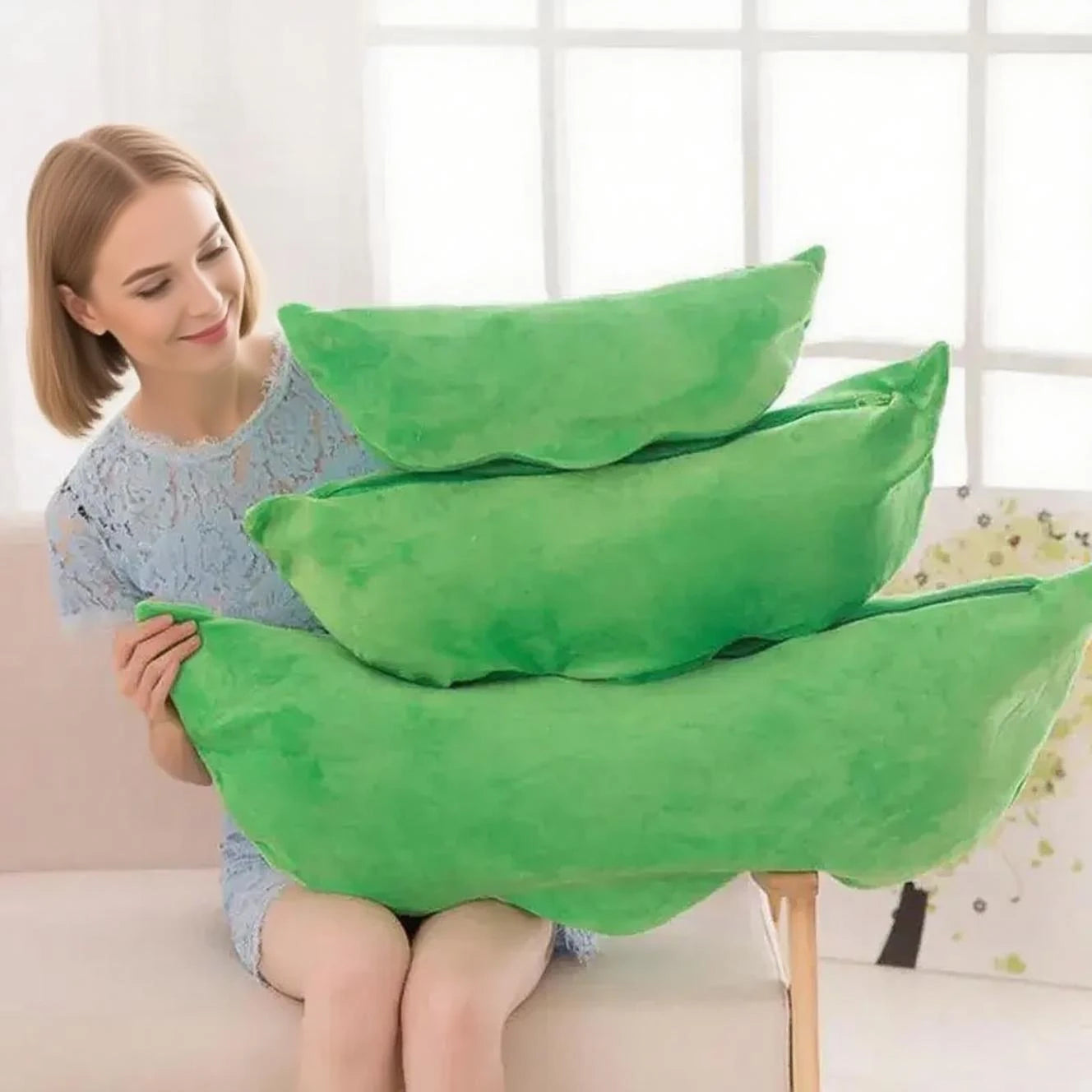 25CM Kawaii Plush Pea Doll – Soft Stuffed Toy & Pillow for Kids