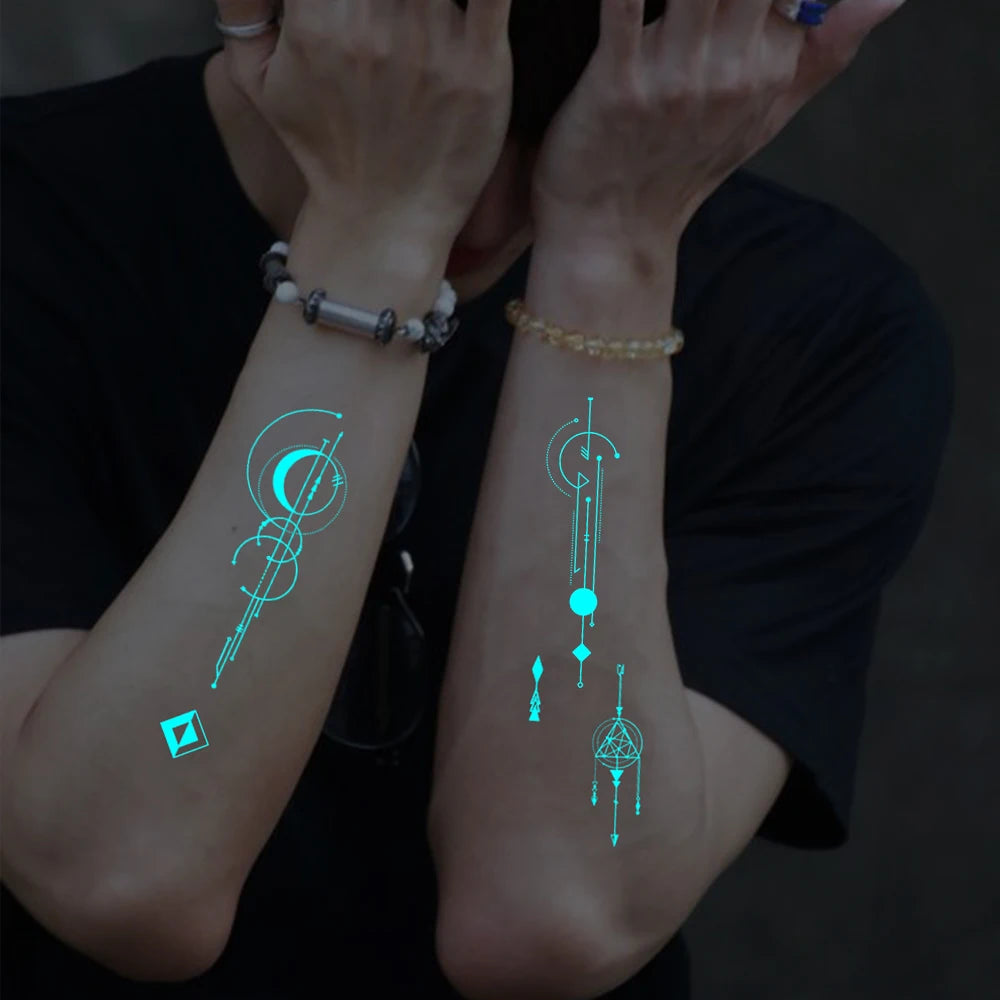 Luminous Geometric Tattoo Stickers (4Pc)
