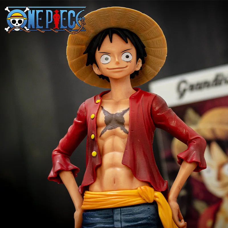 28cm One Piece Anime Figure – Smiley Luffy with Three Face-Changing Expressions