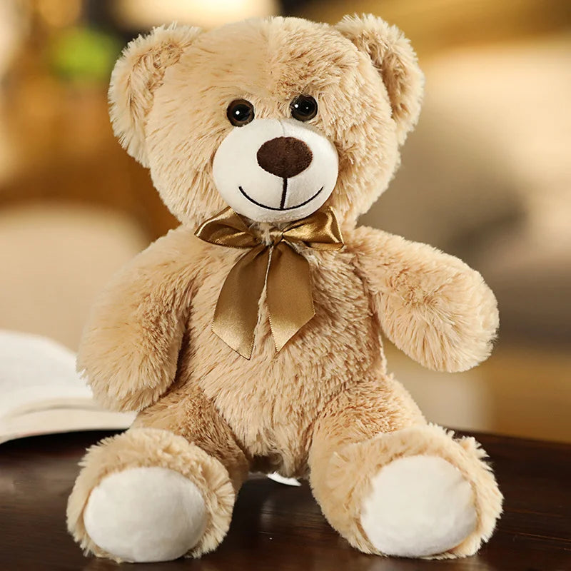 Colorful Bow Tie Teddy Bear Plush – 35cm Soft Hugging Companion