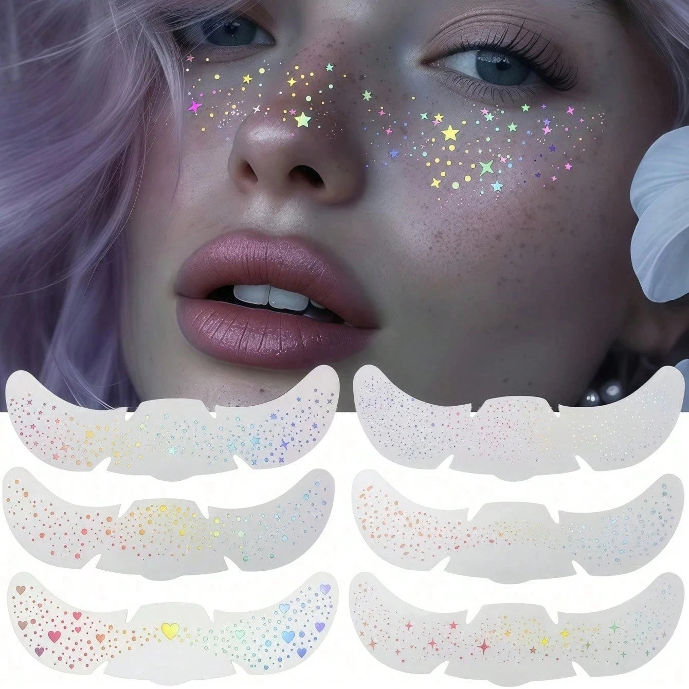 ✨ Glitter Freckles Holographic Temporary Tattoo Stickers (1/6 Sheets)