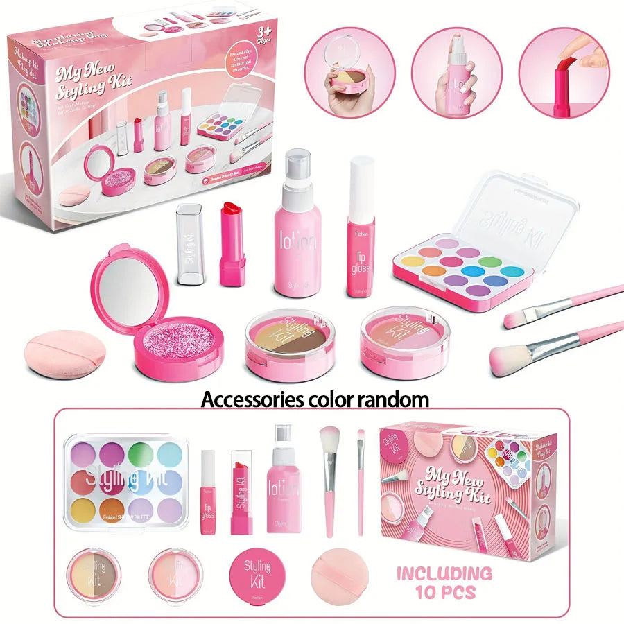 Children's Makeup Toy Set – 10-Piece Simulated Beauty Makeup Box (Non-Toxic & Safe)
