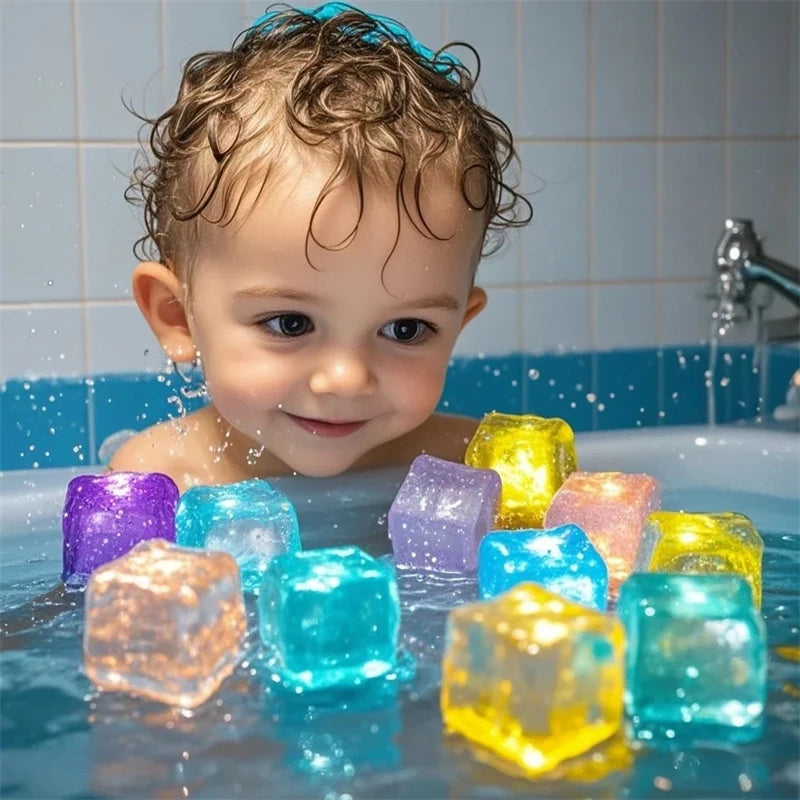 Glowing Flashing Ice Cube Bath Toys (6/12Pc Set)