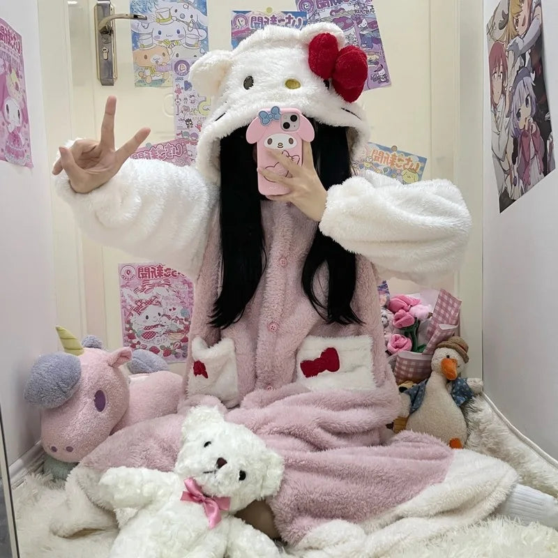 Hello Kitty Coral Velvet Bathrobe