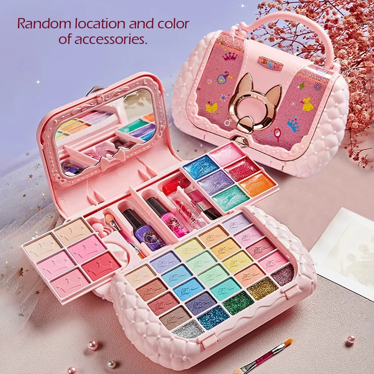 Children's Cosmetics Set with Mirror – Real Washable Beauty Toys for Girls