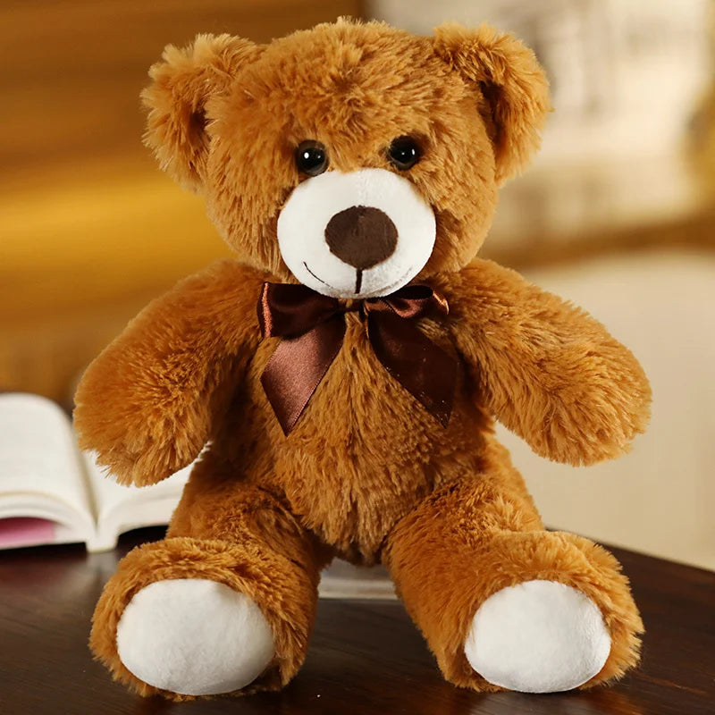 Colorful Bow Tie Teddy Bear Plush – 35cm Soft Hugging Companion