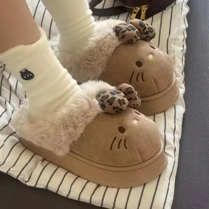 Cozy Hello Kitty Plush Home Slippers