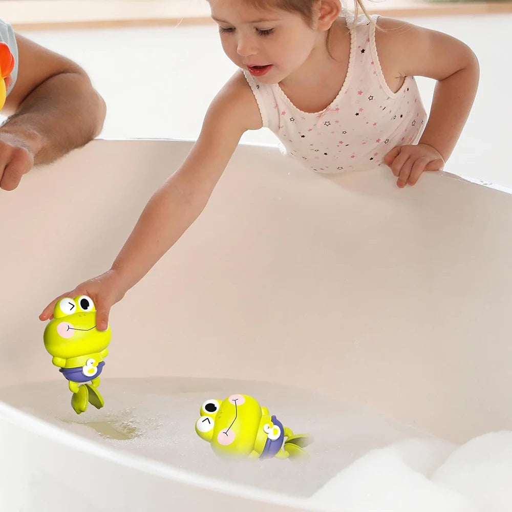 Wind-Up Swimming Frog Bath Toy (1Pc)