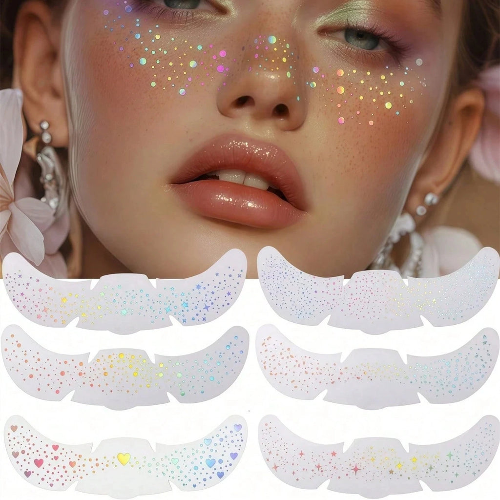 ✨ Glitter Freckles Holographic Temporary Tattoo Stickers (1/6 Sheets)